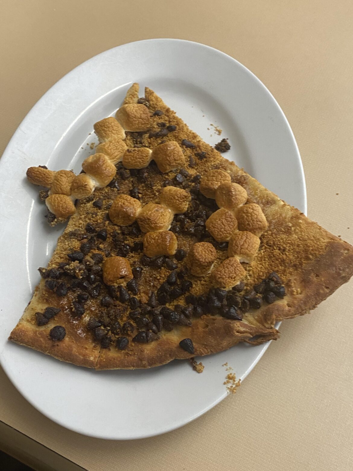 S’mores graham cracker and almond pizza. Brought to you by my uni’s cafeteria