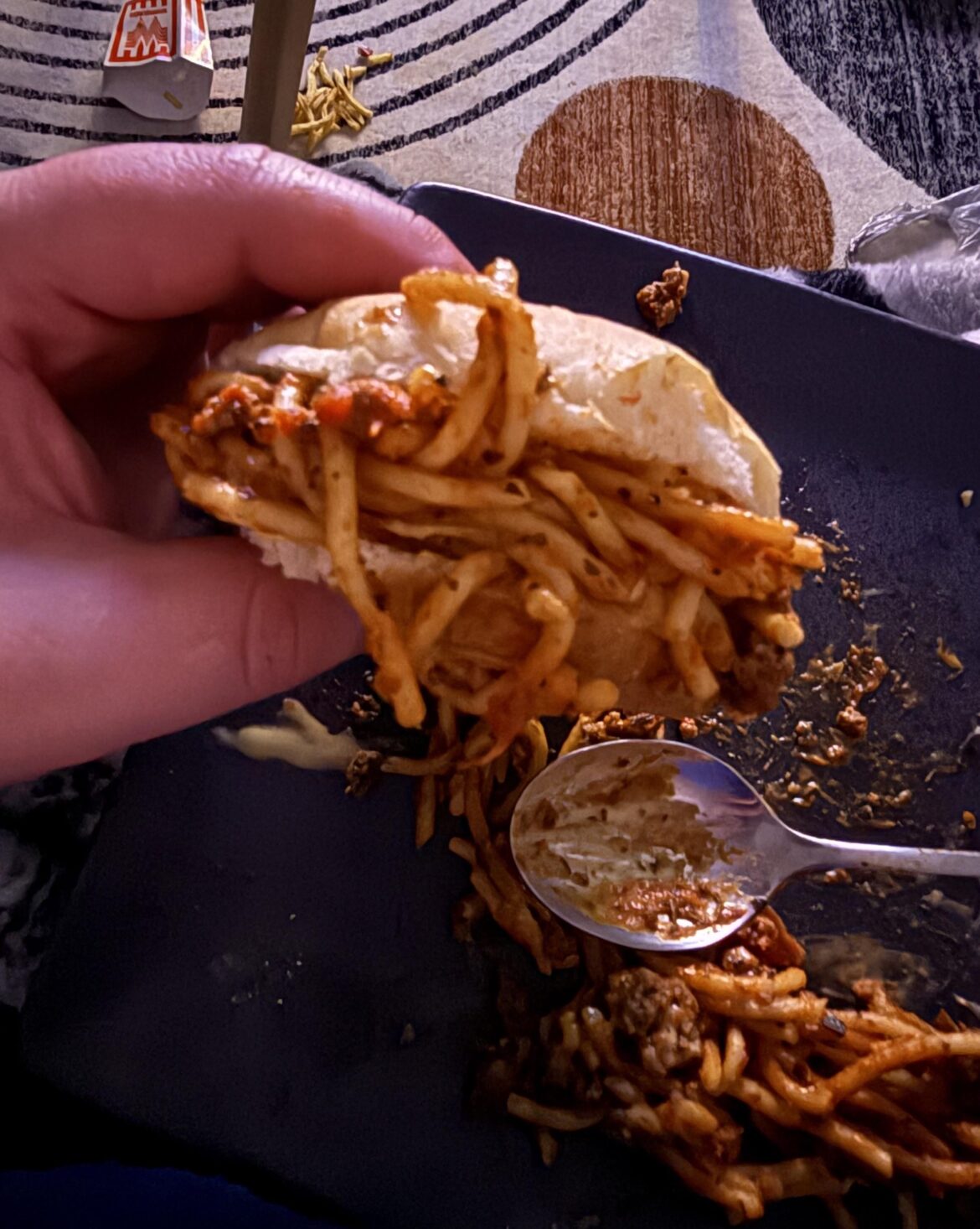 Classic midnight spaghetti sandwich