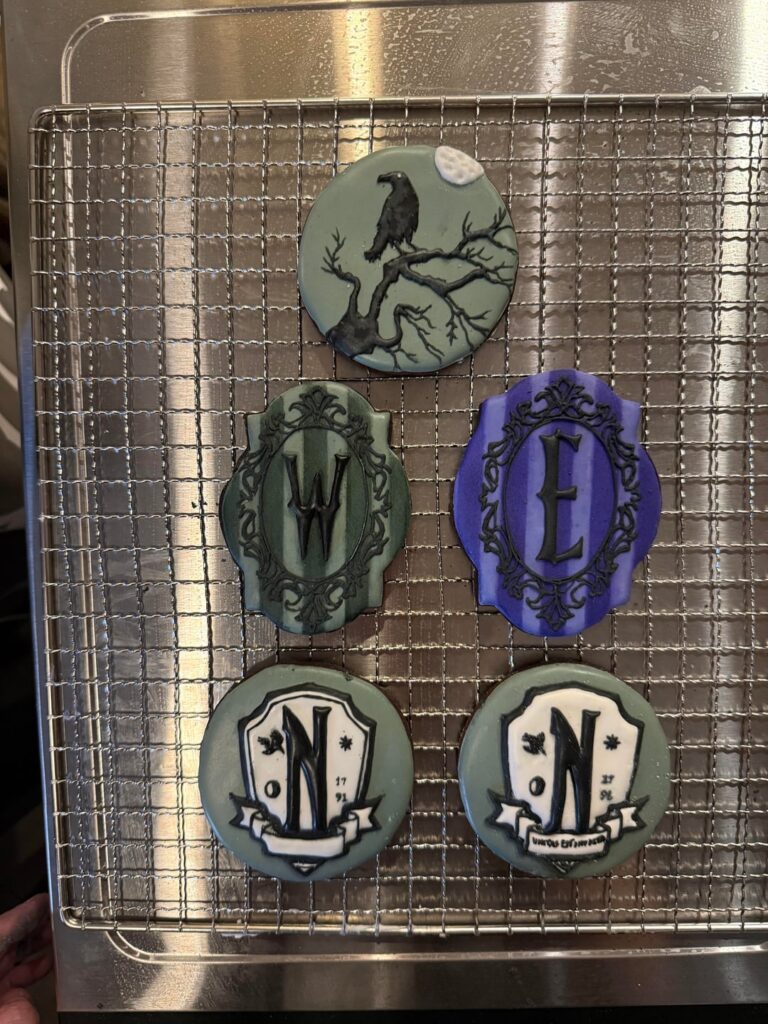 Still unfinished - but was excited to share my Wednesday-themed cookies!