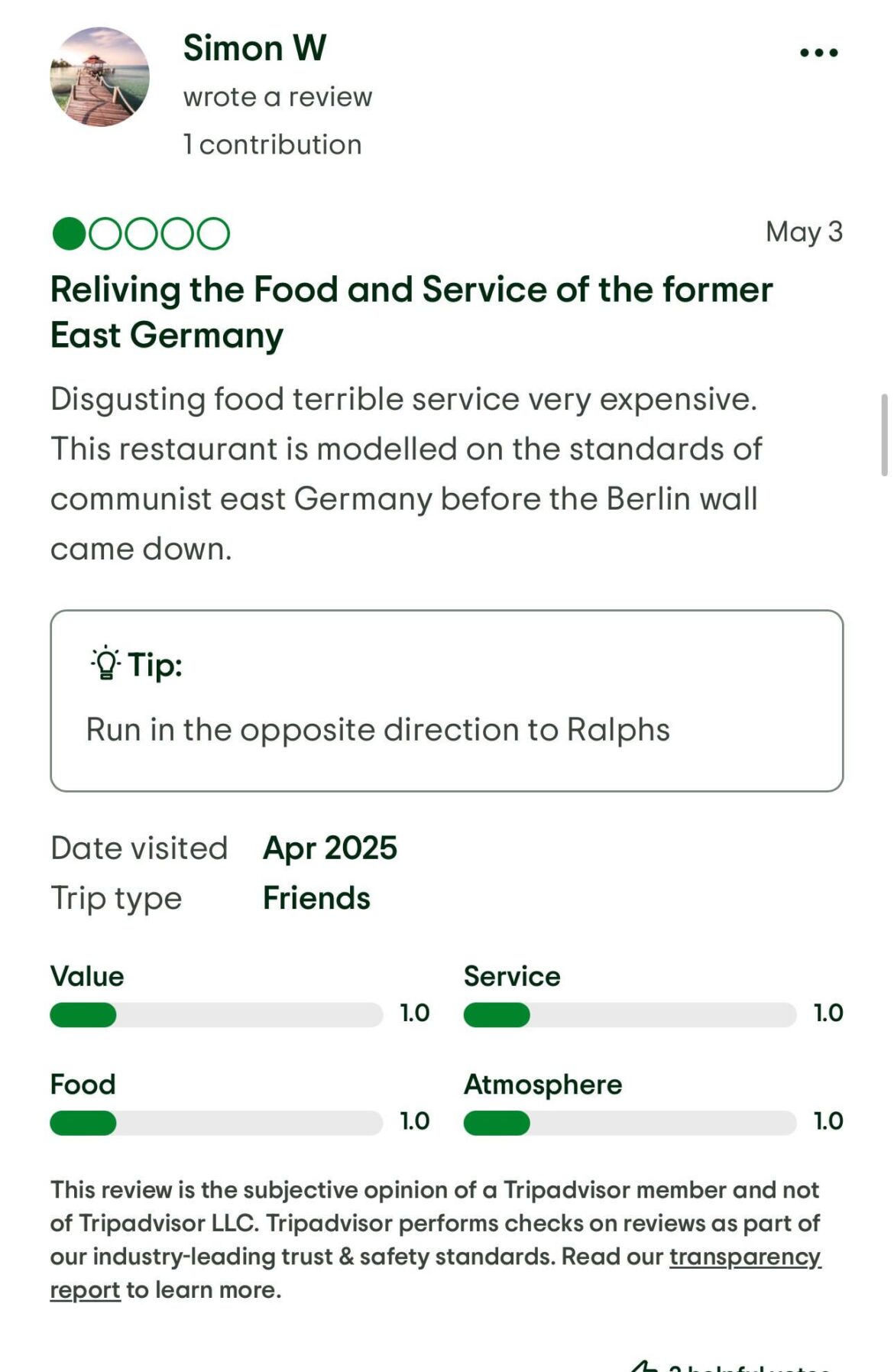 The reviews of Rolf’s restaurant 🎄 in TripAdvisor are hilarious