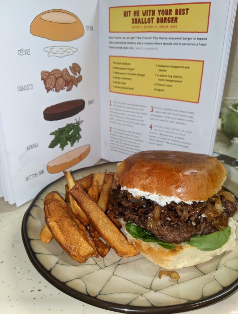 [Homemade] I made the “hit me with your best shallot” burger from Bob’s burgers