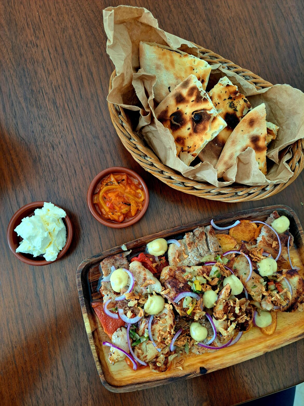 Croatian plate -mix meat from grill ,homemade bread ,ajvar and kajmak 🇭🇷