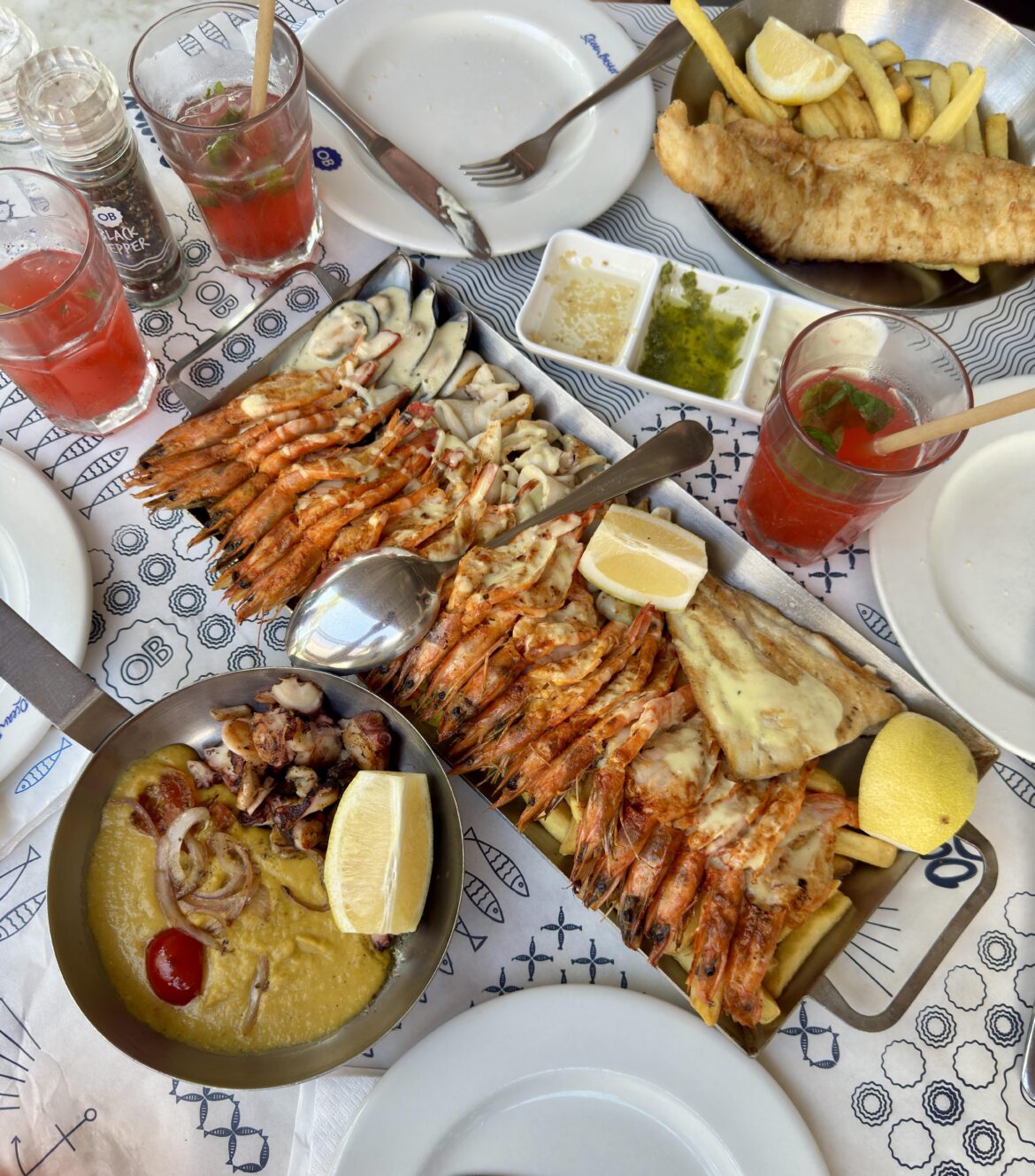 One of the best places to eat seafood. It was delicious. Ocean Basket, Ayia Napa, Cyprus.