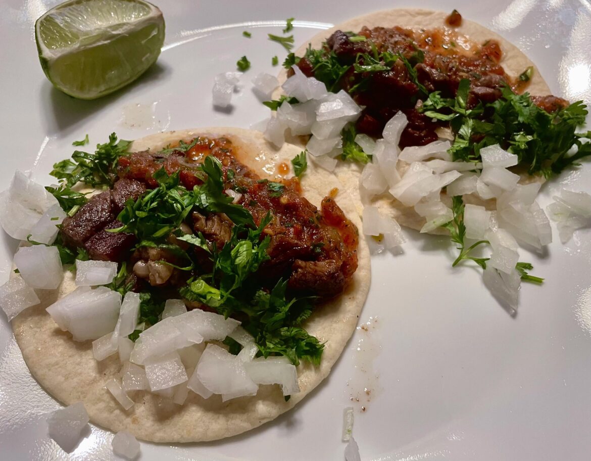 Ribeye tacos with homemade salsa