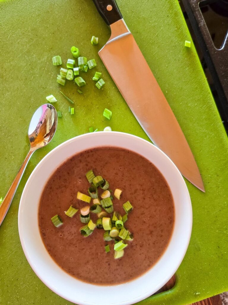 Black bean soup, tuna sandwich and salad
