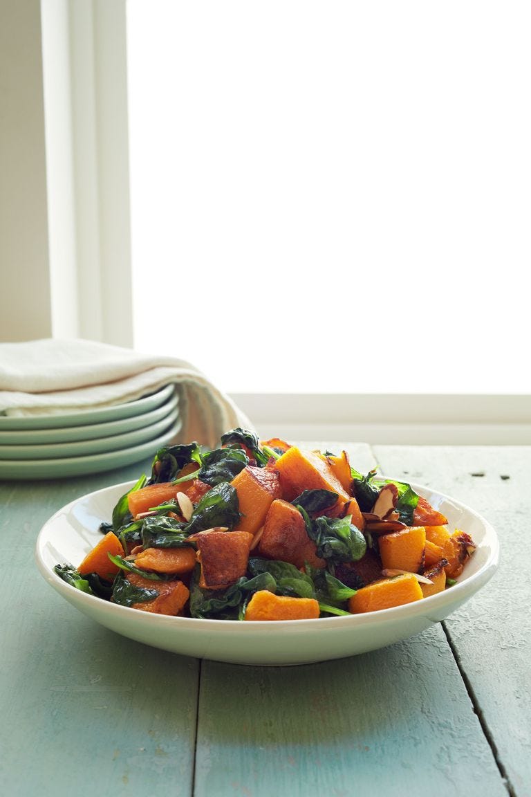 Vegan Christmas Dinner - Roasted Butternut Squash and Spinach 