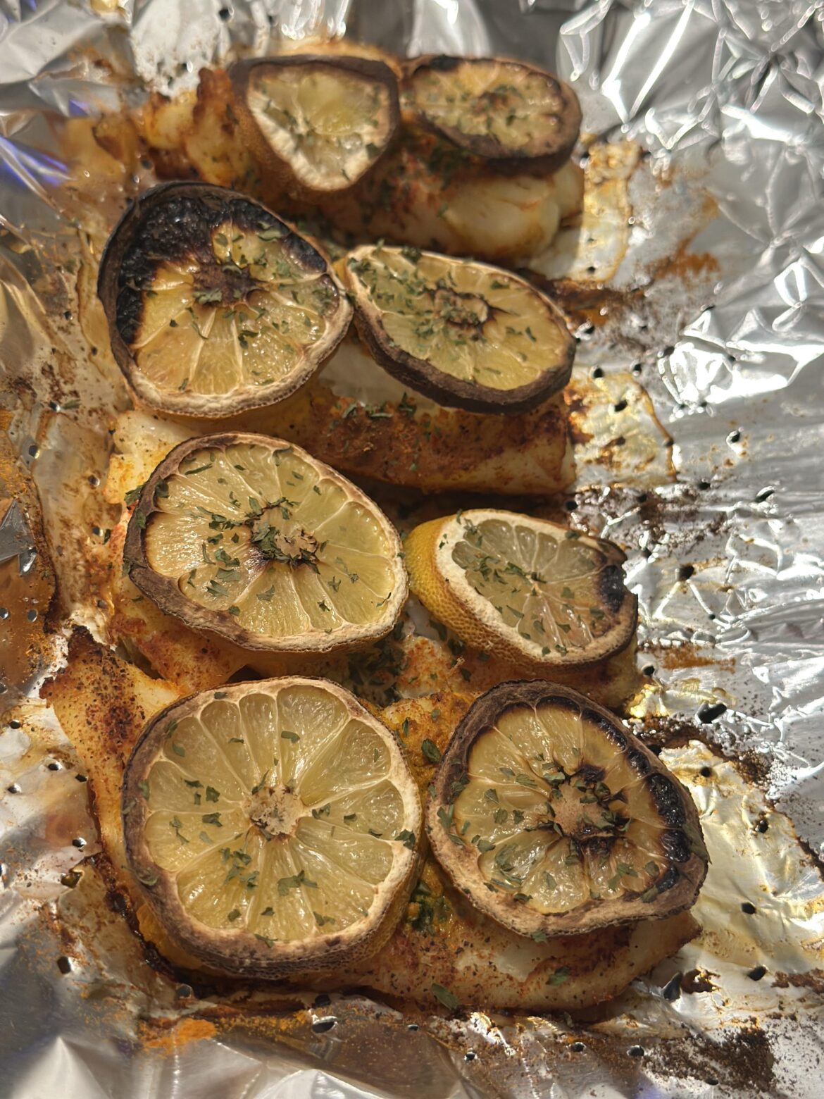 Grilled Cod fillet for lunch, i took the 2 mall pieces which came to 90cal