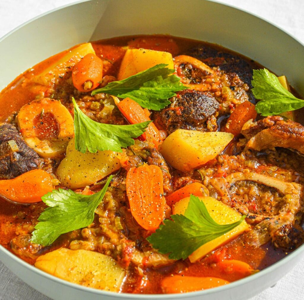 I made ossobuco with gremolata - beef shanks braised with garden vegetables, fresh rosemary, and white wine topped with parsley, lemon zest, and garli