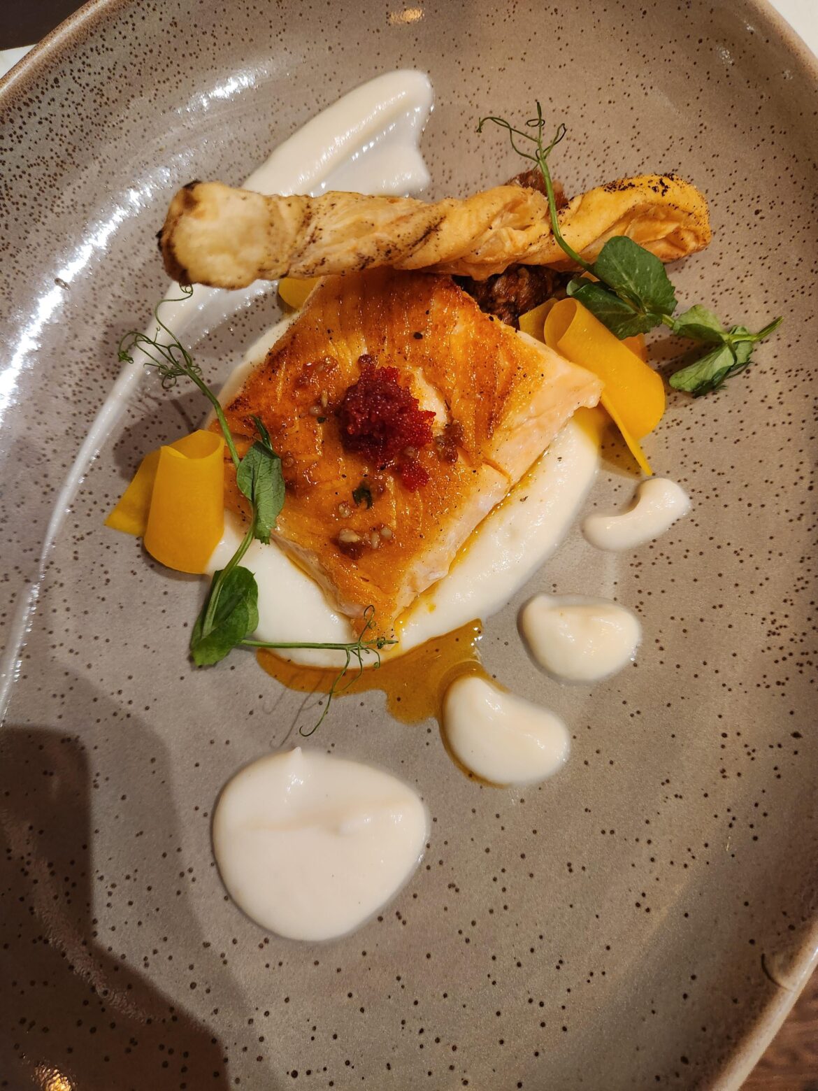 Salmon and cauliflower.