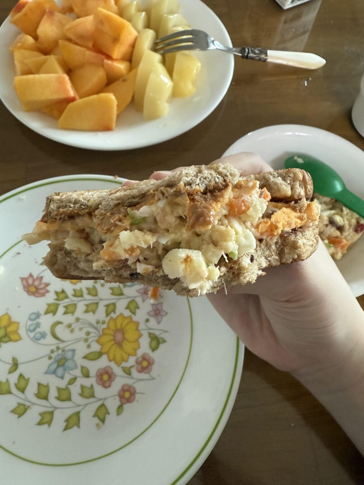 My Korean grandma made me a peanut butter cheese tuna potato sandwich