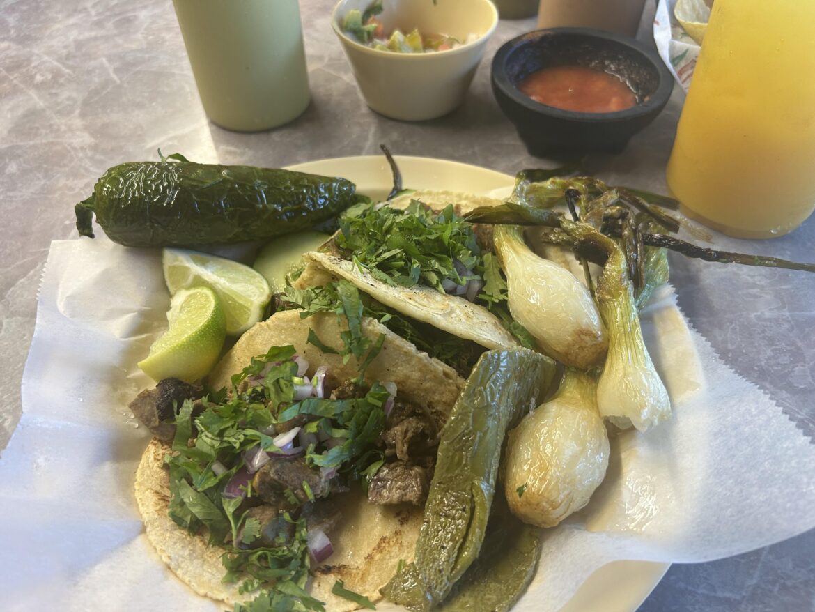 Lengua tacos and Mango agua fresca for lunch today.
