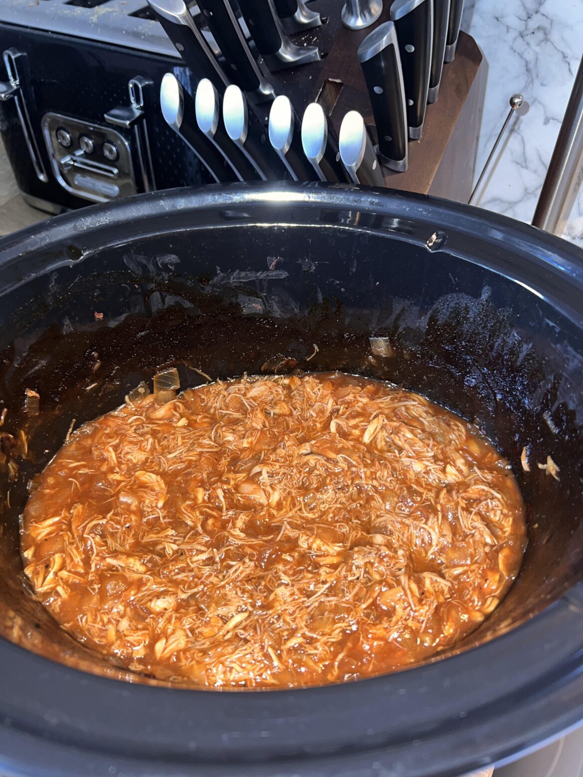 Since y’all liked the last one, BBQ pulled chicken thighs