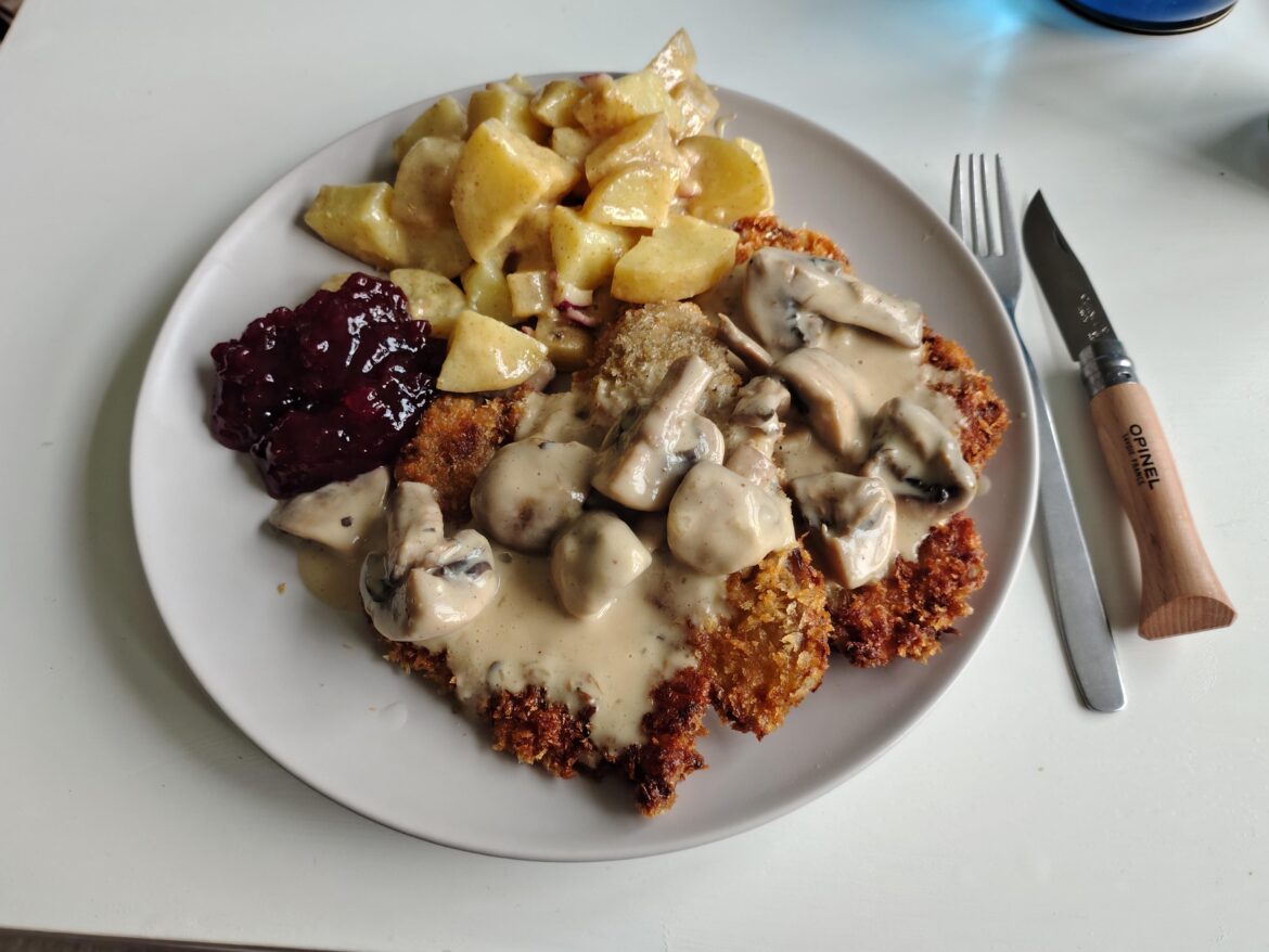 Aubergine Jägerschnitzel