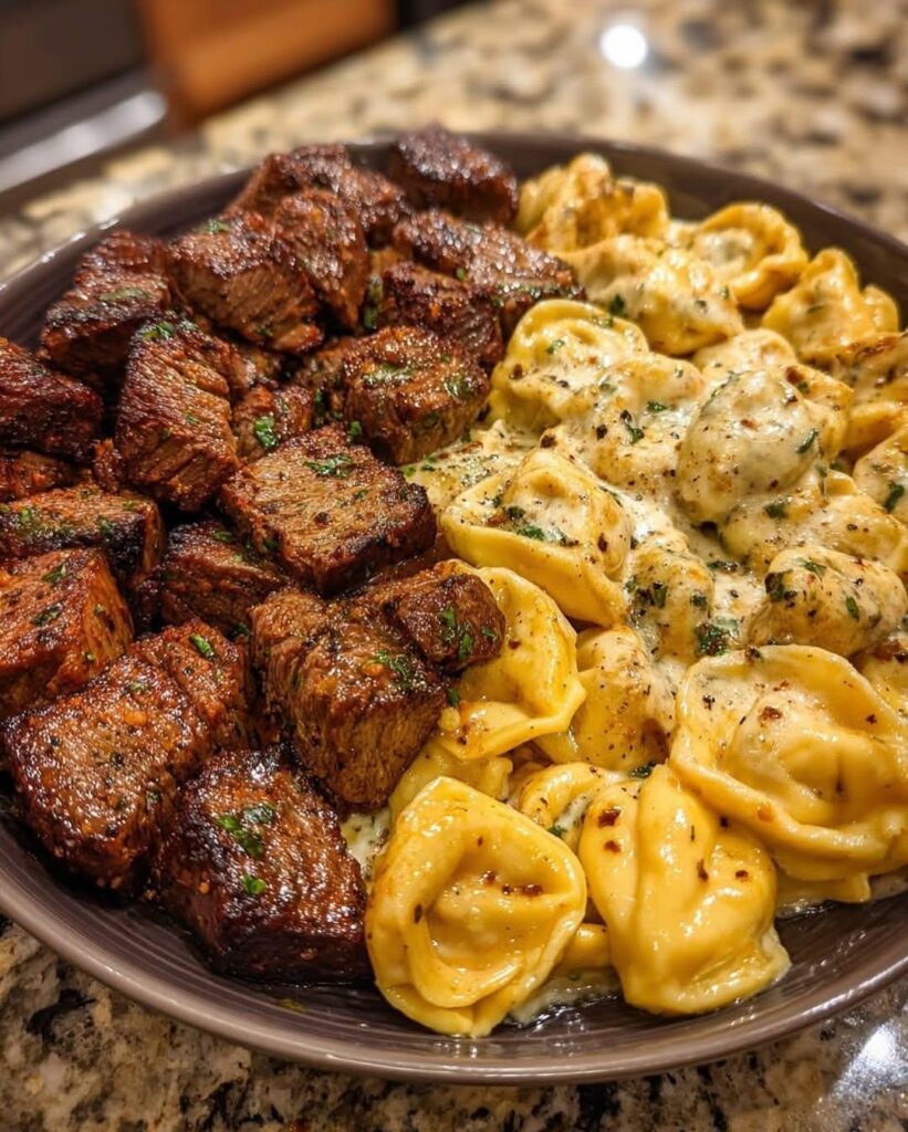 Cheesy Cajun Beef Tortellini in Garlic Alfredo