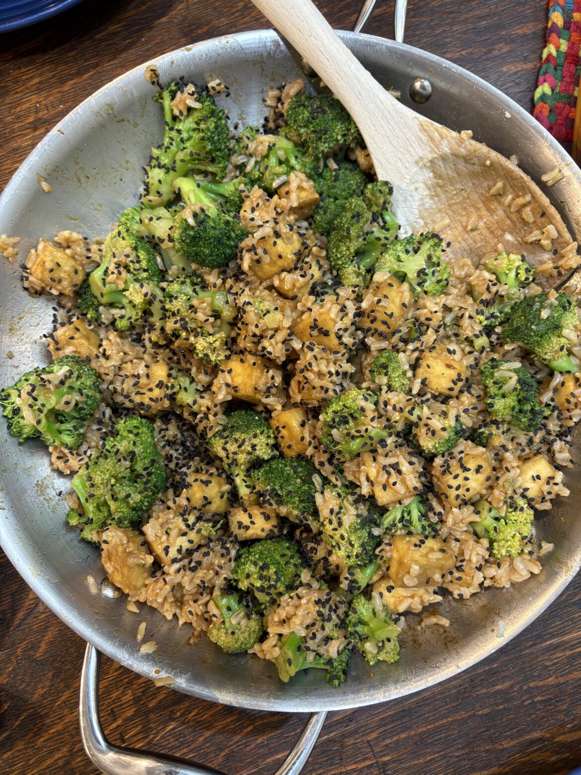 Ginger tofu and broccoli over brown rice