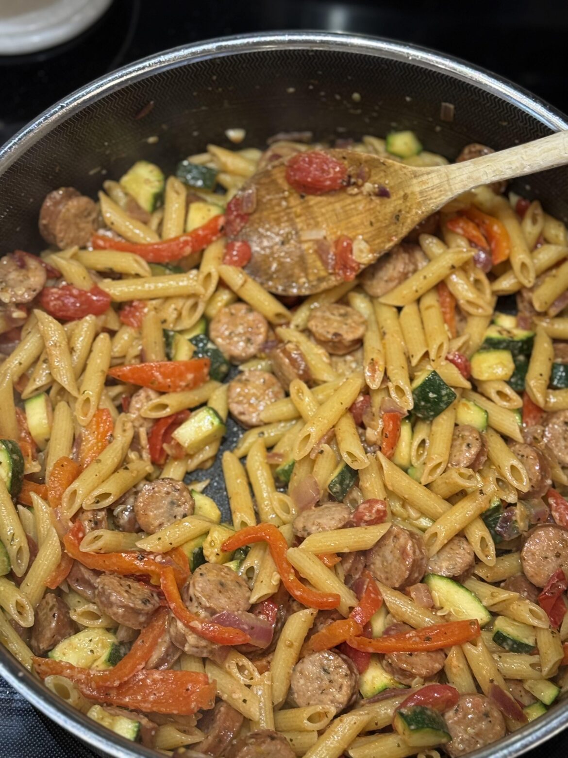Some sausage and parmesan pasta