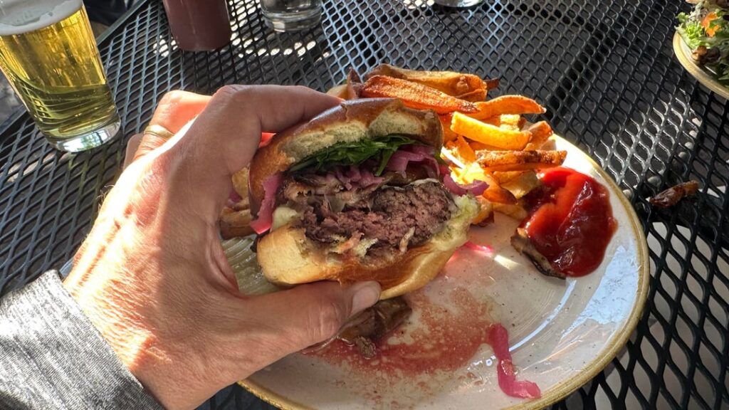Bacon cheddar angus burger from the Farmhouse, Burlington VT