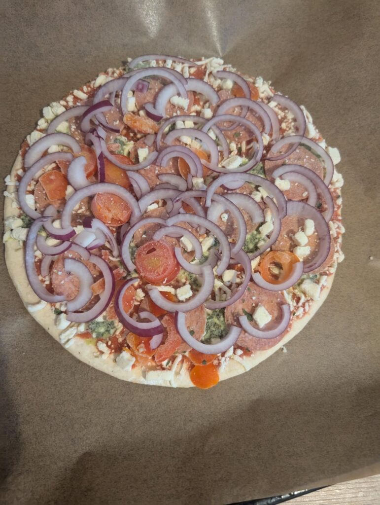 I always put some extra red unions on a frozen pizza