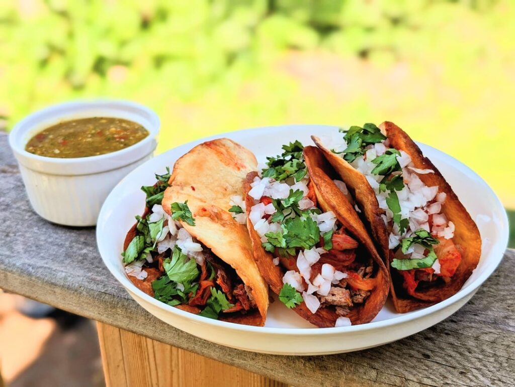 A twist on carne asada with added smoked kimchi