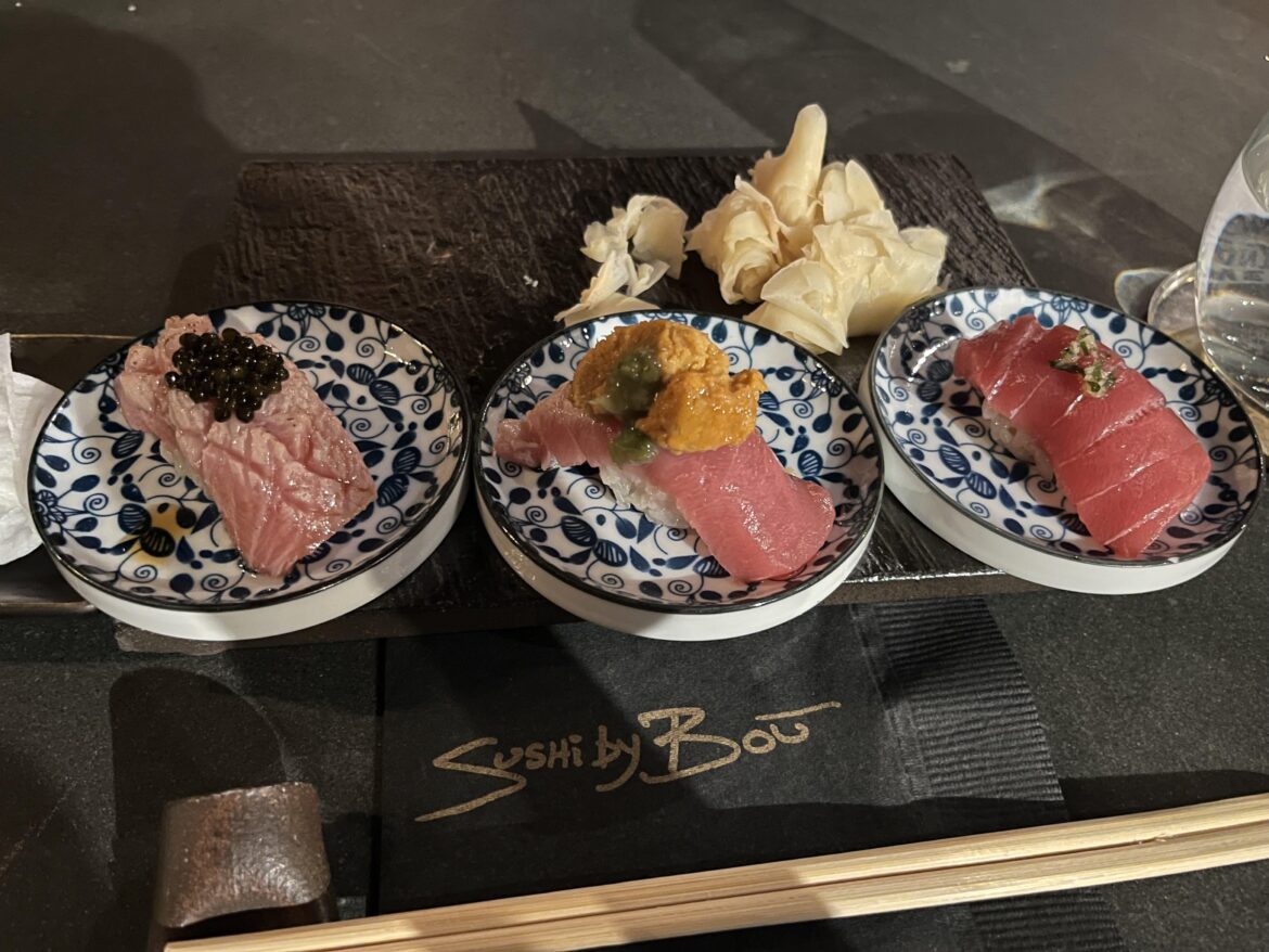 A tuna “flight” from my favorite sushi place.