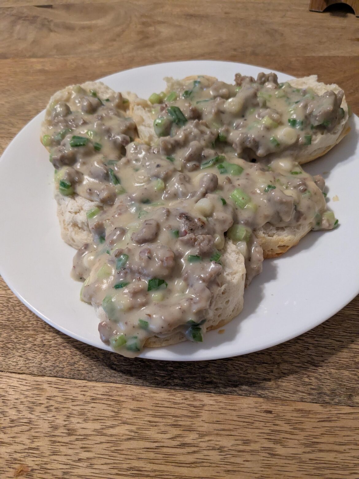 Once you try biscuits and gravy with green onions, it doesn't ever taste right without it again.