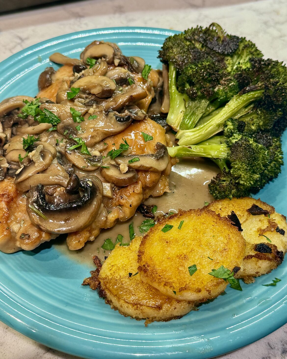 Chicken Marsala, Grilled Polenta. A classic I've somehow never made