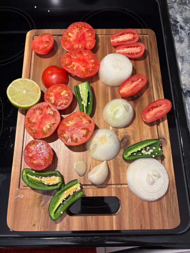 Home grown salsa and poppers