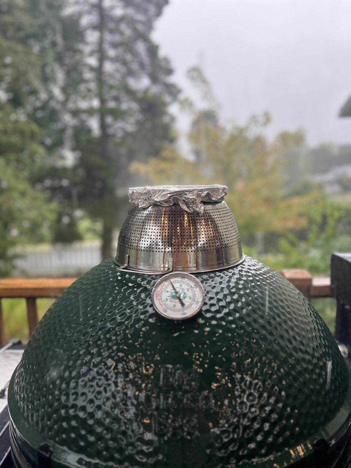 When you’re 5 hours into 18 pounds of pork butt and it starts to monsoon.