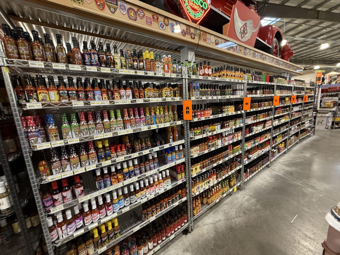 Just one side of the wall at Jungle Jim’s in Fairfield, OH