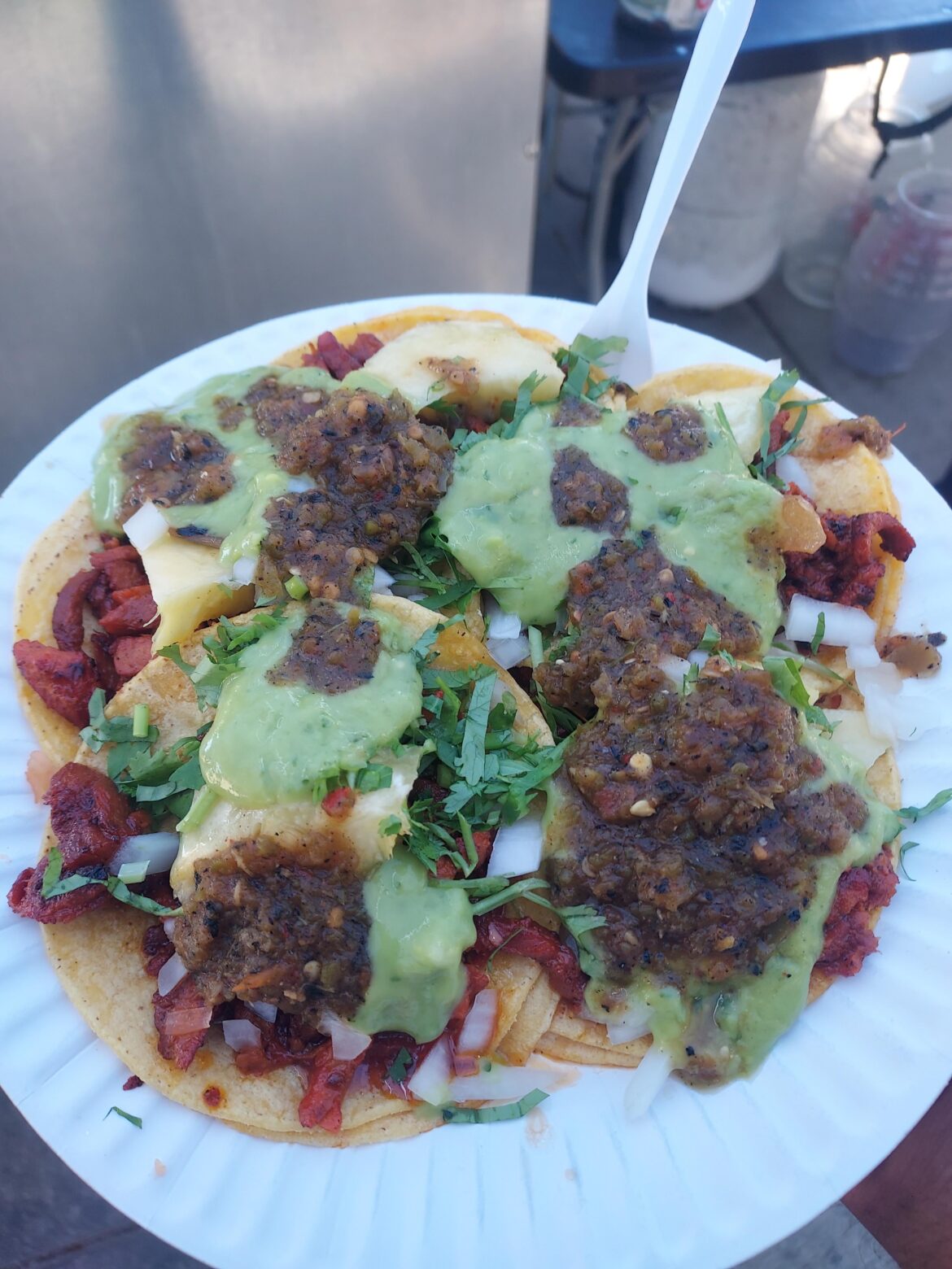 5 al pastor tacos with Pineapple slices