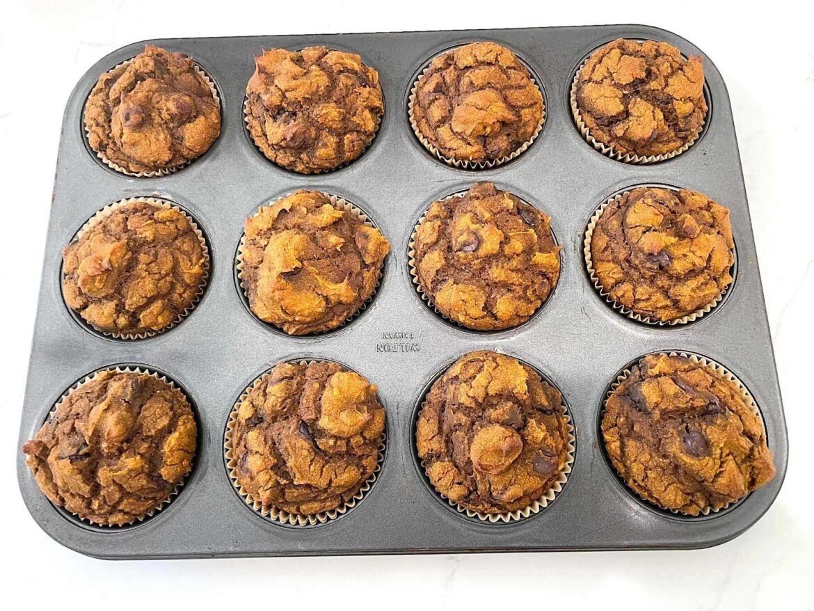 Pumpkin Chocolate Chip Muffins with Lentils ~ Sweetened with Whole Dates