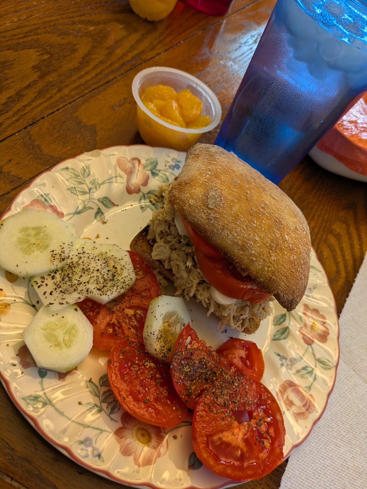 Shredded Chicken and Cheese on Ciabatta