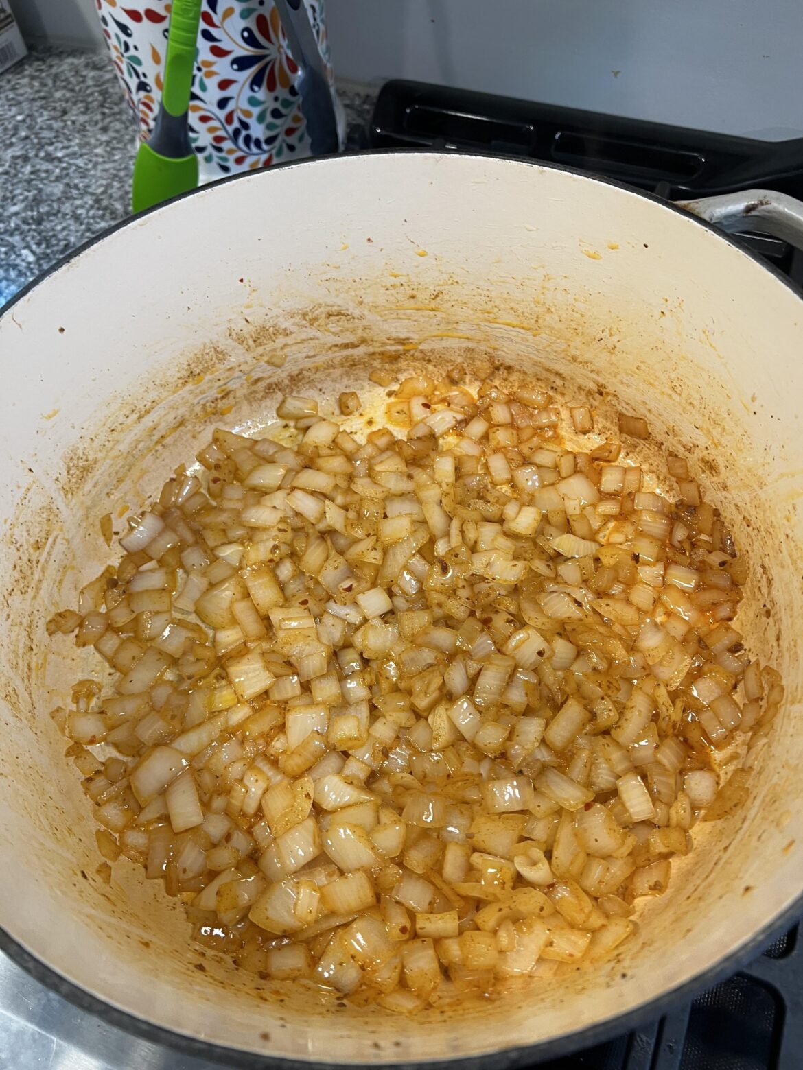Cooking down candy onions in sausage grease…