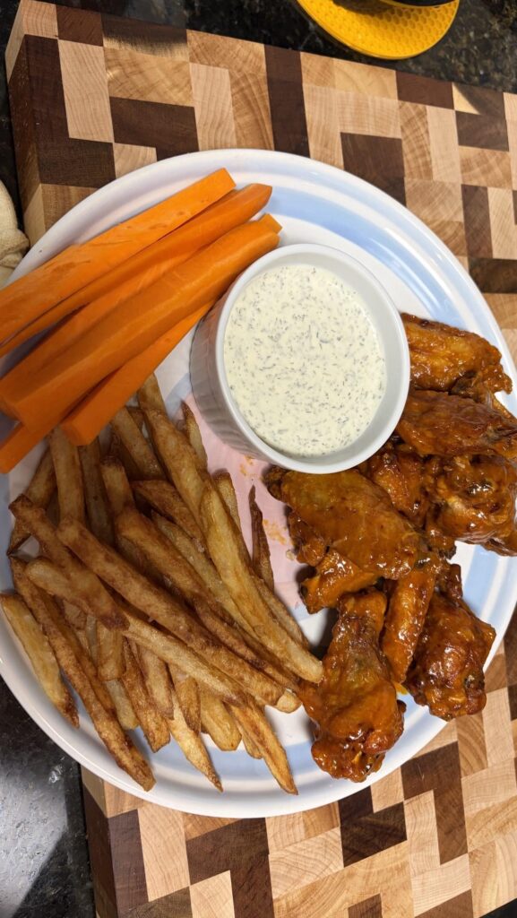 Spicy Garlic and homemade fries