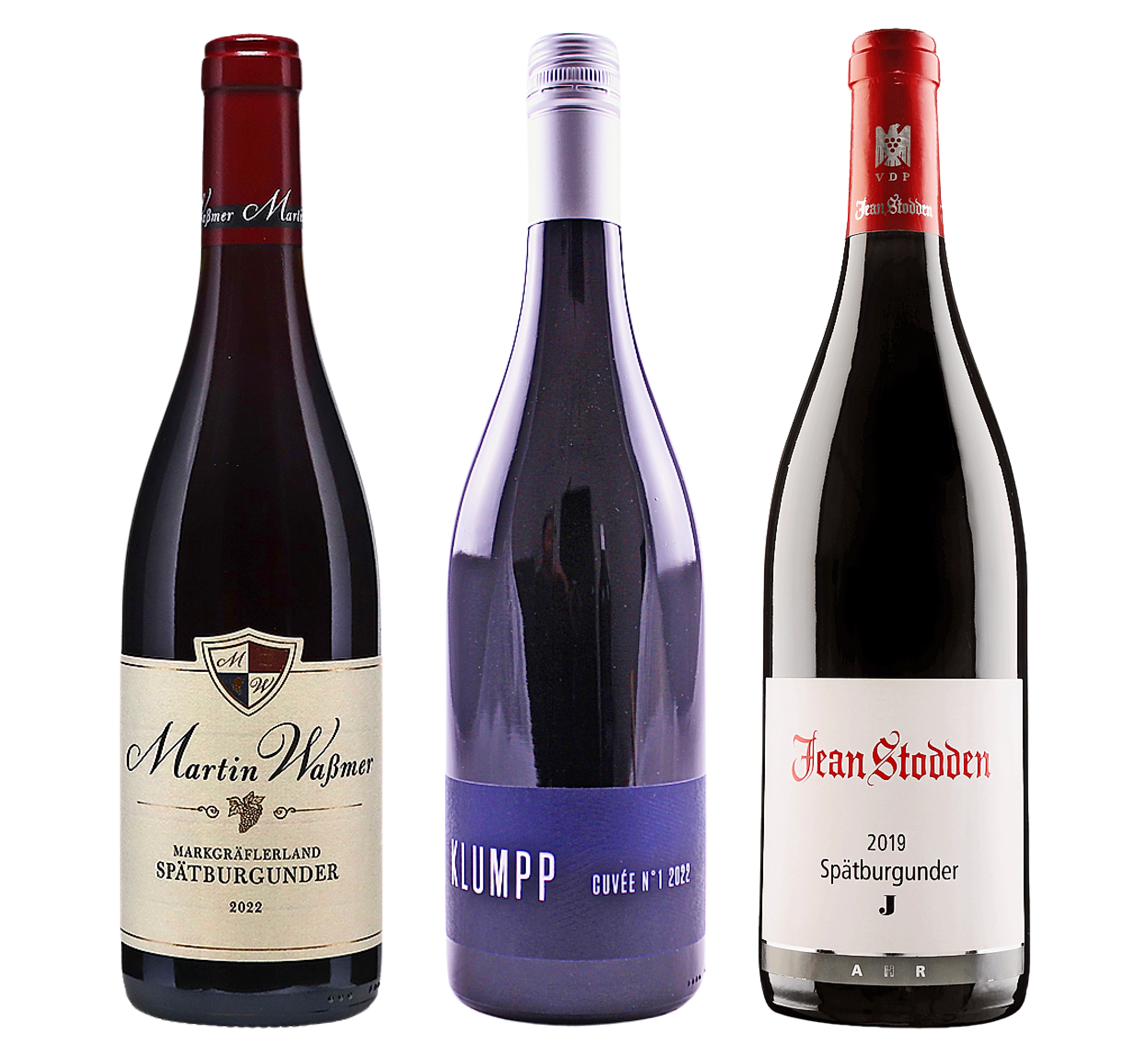 Three bottles of red wine.