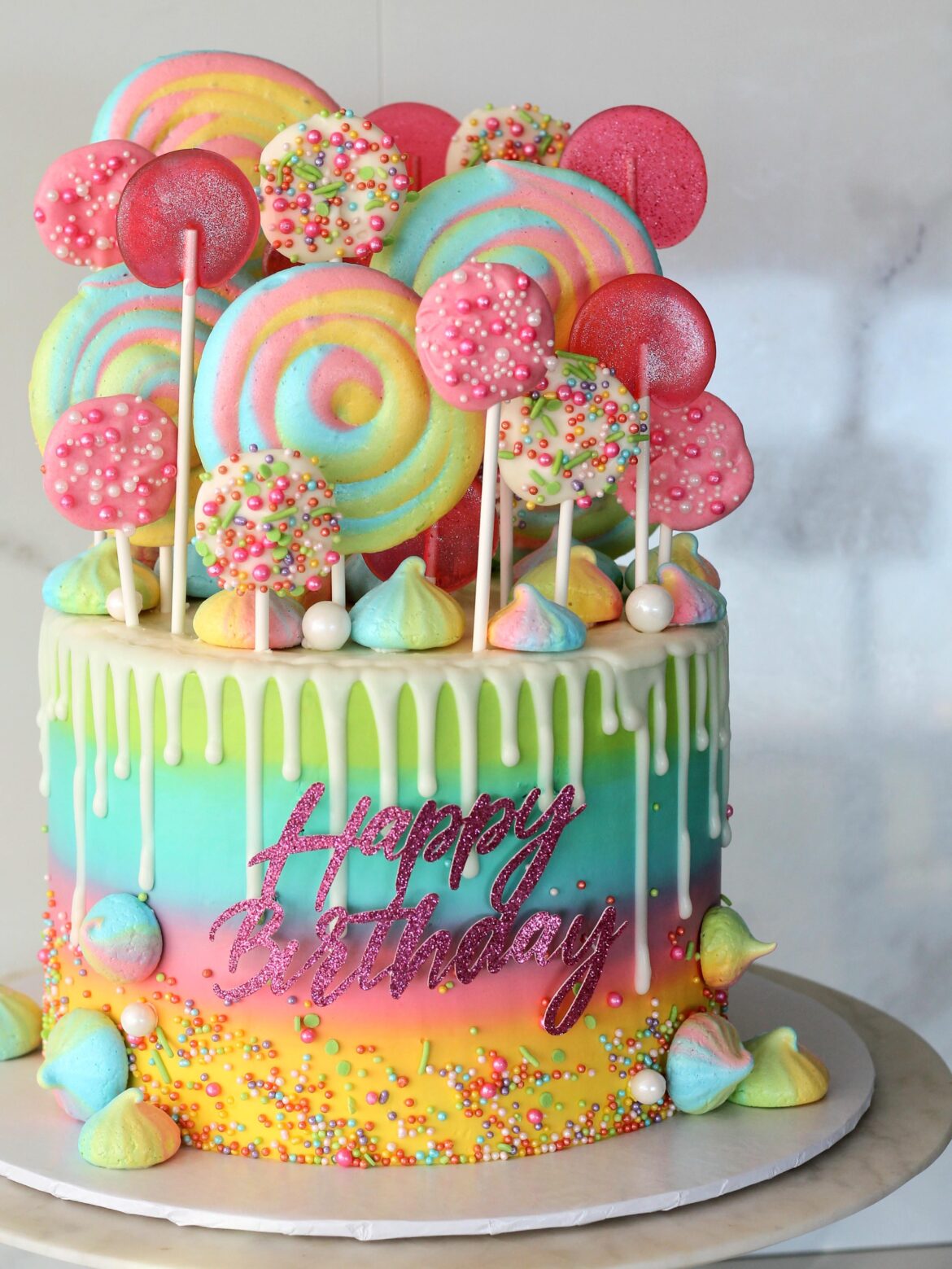 Was asked to make a rainbow birthday cake - this is what I came up with!