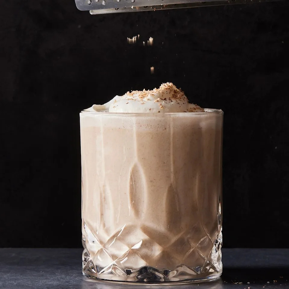 vegan eggnog in a glass