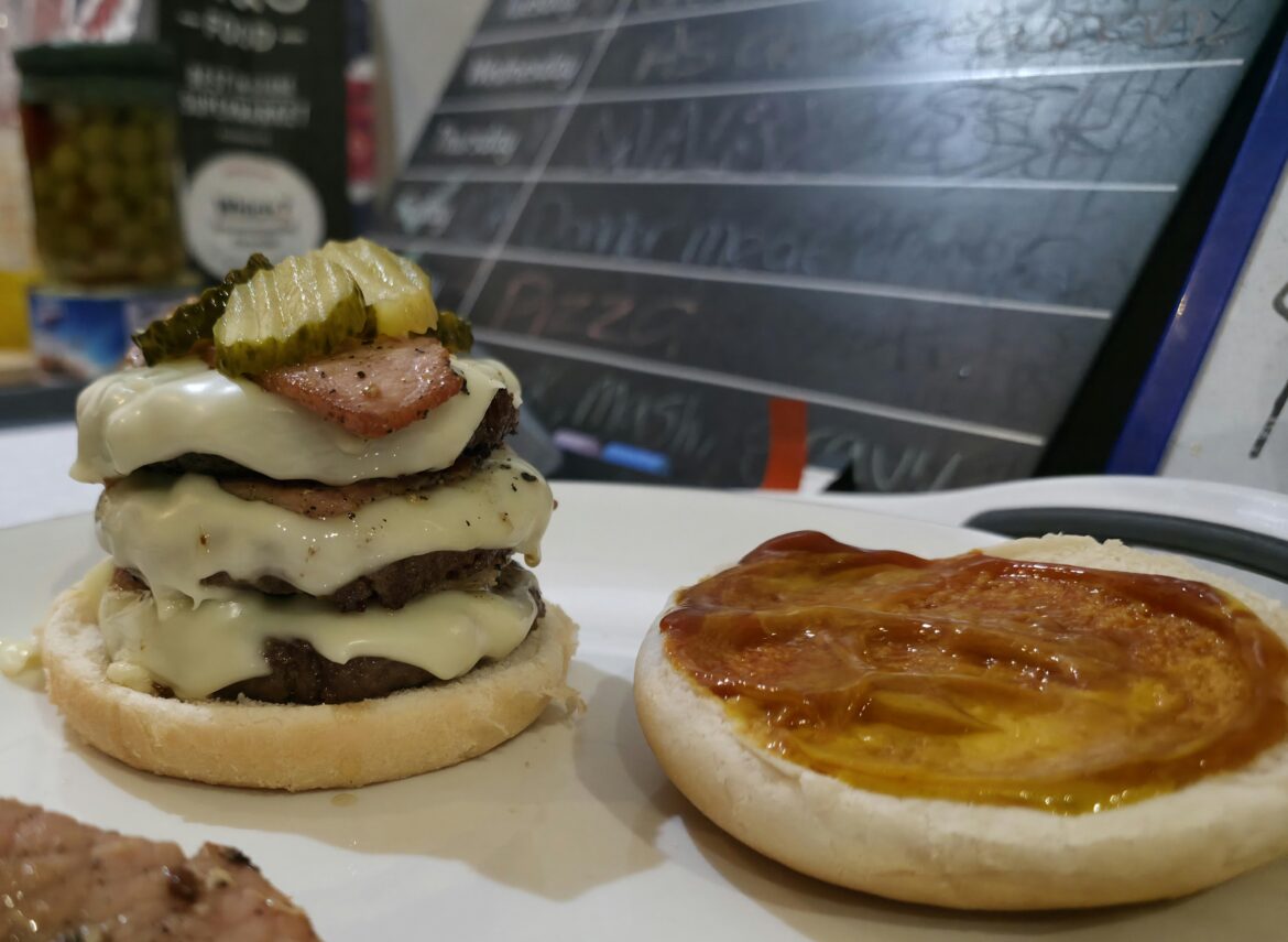 Triple Bacon Cheeseburger.