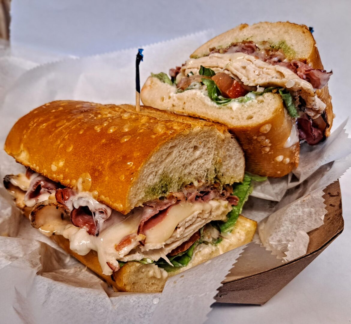 Grilled chicken, pastrami & and Jack cheese on sour roll.