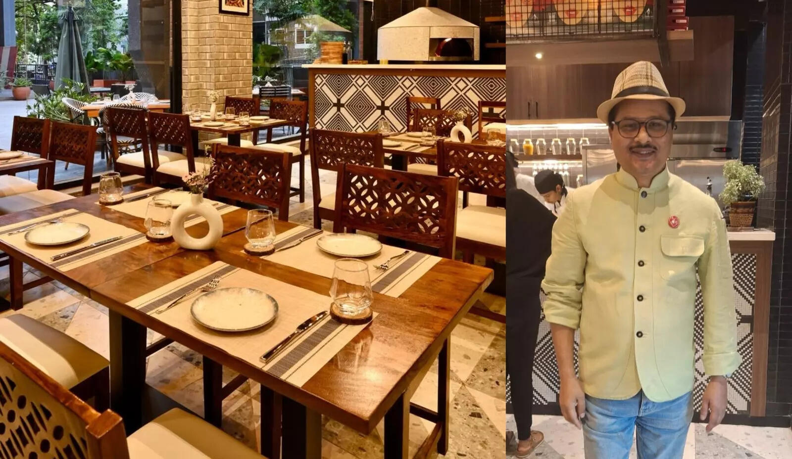 The interiors of the recently opened Rosmarino in Bengaluru and (right) Abhhijit Saha, chef and owner of the outlet.