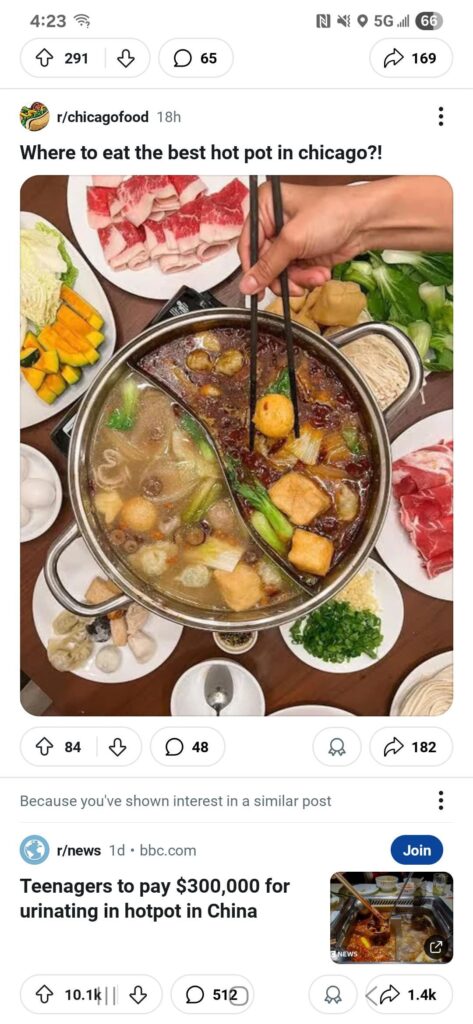 An unfortunate pairing of hot pot posts.