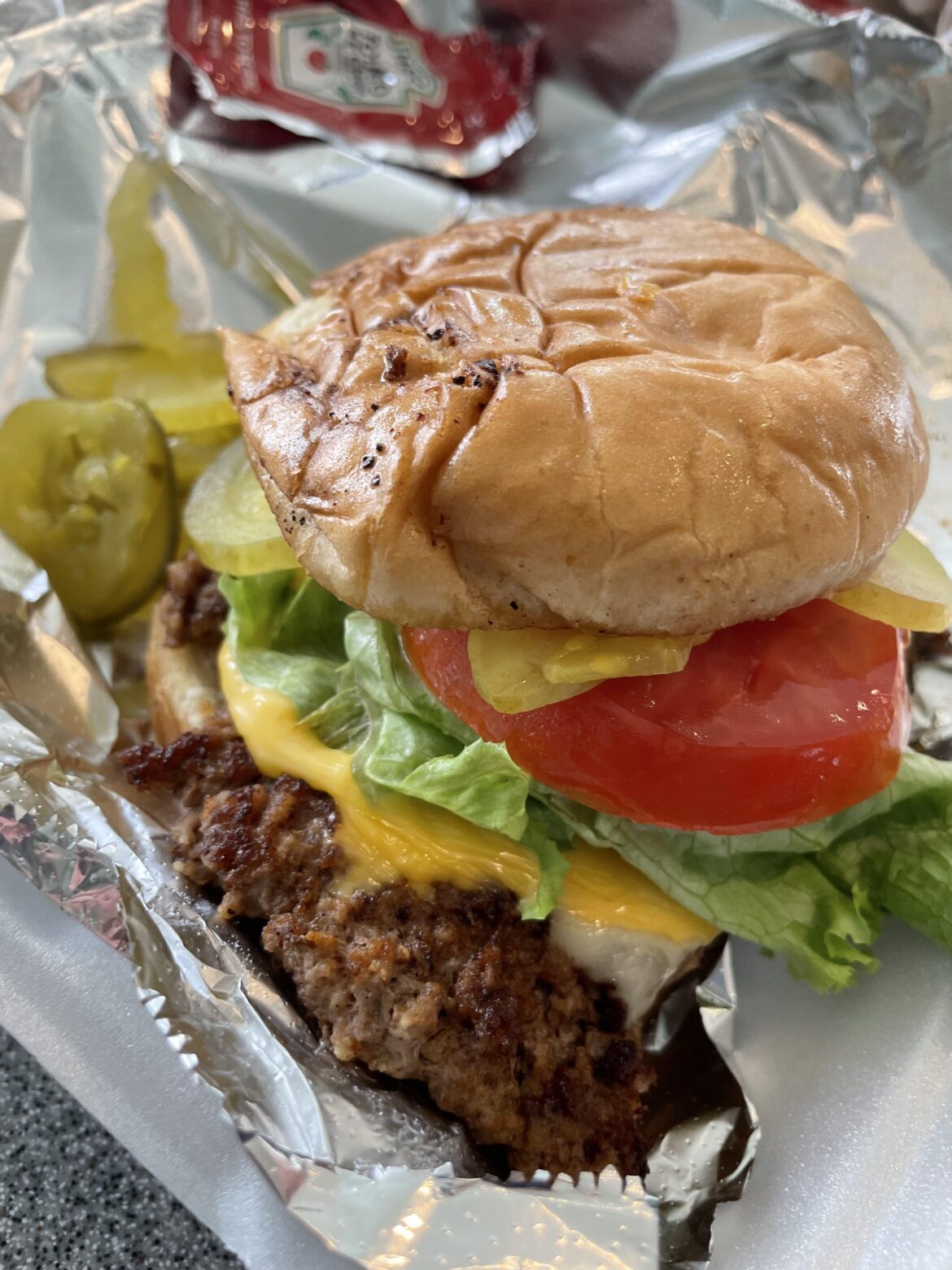 Cheeseburger from the hospital cafeteria impressed me