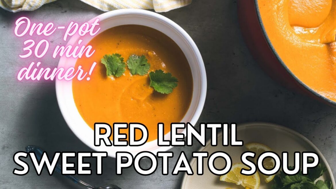 One Pot Red Lentil Sweet Potato Soup- Healthy Vegetarian, Vegan dinners One Pot Red Lentil Sweet Potato Soup- Healthy Vegetarian, Vegan dinners