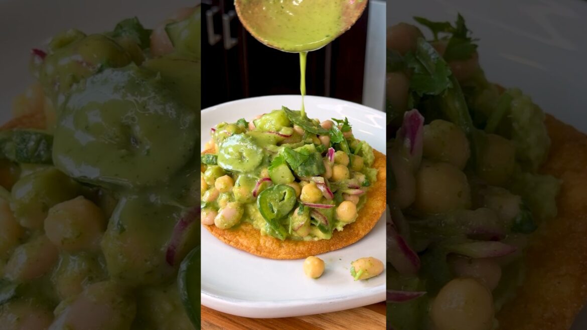 Chickpea and White Bean Salad Tostada #shorts