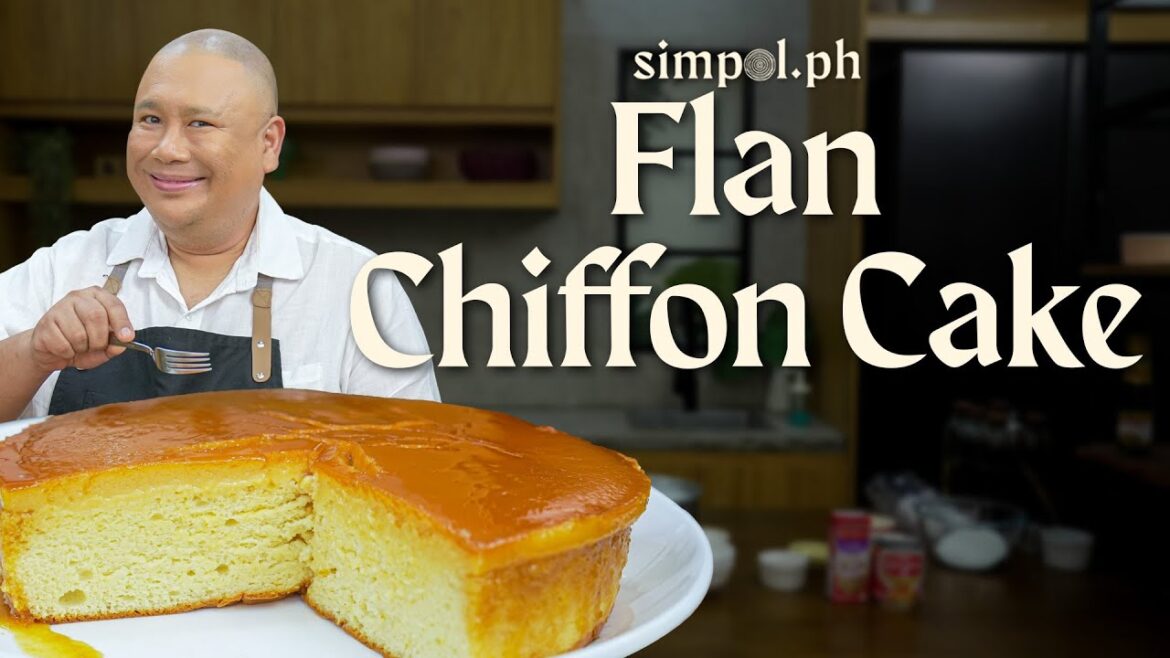Flan Chiffon Cake (Leche Flan Cake) Recipe | Filipino Dessert with Caramel, Custard & Chiffon Layers