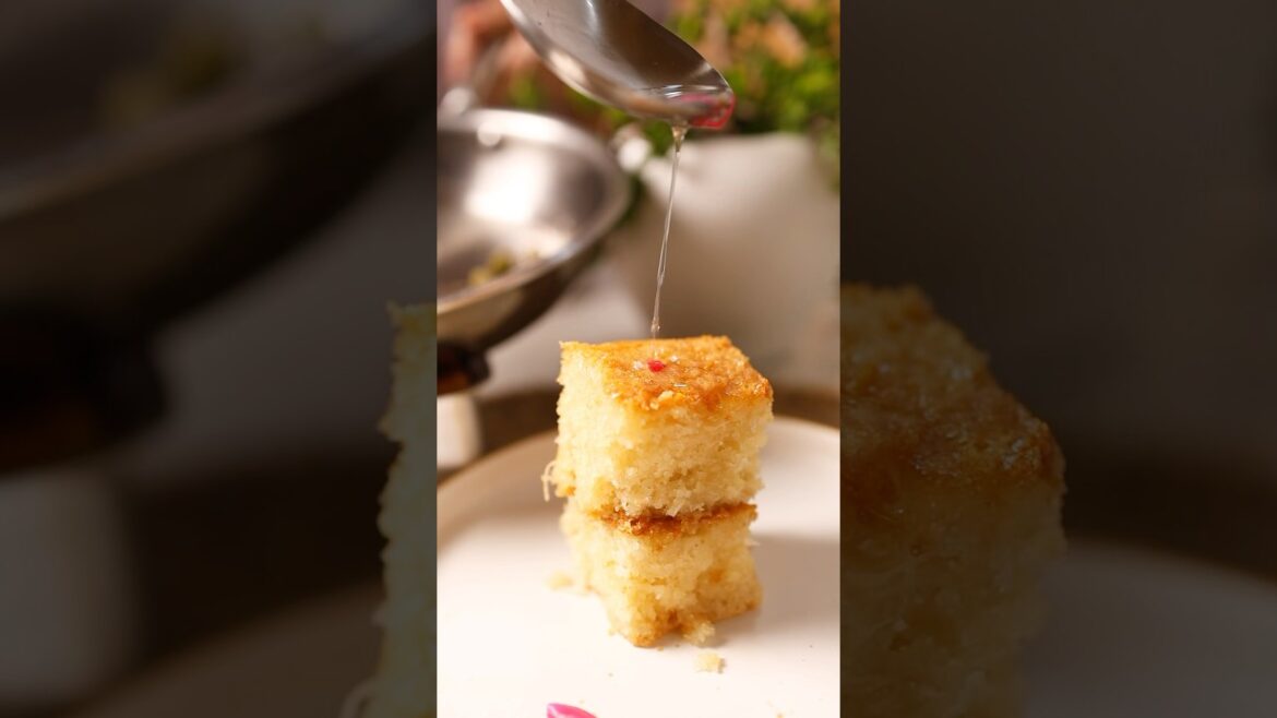 Try this super delicious middle eastern semolina cake recipe - Basbousa #recipe #foodshorts #dessert