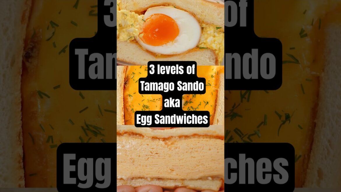3 levels of Japanese egg sandwiches