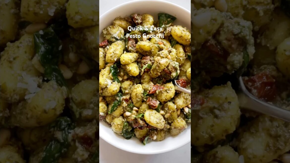 Pesto Gnocchi with Sun-Dried Tomatoes #vegetarianrecipes #gnocchi #easyrecipe