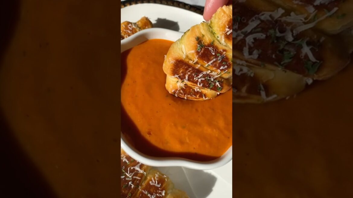 creamy tomato boursin soup + mini croissant grilled cheese sandwiches