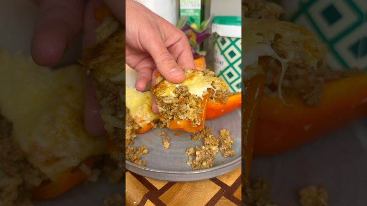 5 Ingredient Favorites, Episode 7: Stuffed Peppers! Recipe in description. Follow for more! #food